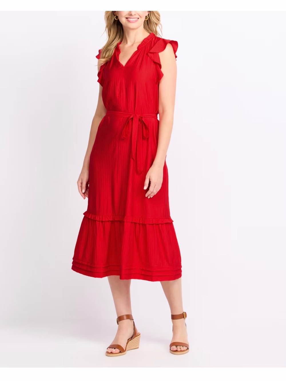 Market & Spruce Ella Poplin Flutter Sleeve Dress S